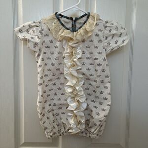 Persnickety Crown Print Lace Ruffle Top Cotton USA Girls Size 10 years